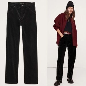 Banana Republic 90s Corduroy Slouchy Straight Pant Women 28 Petite Relax Black